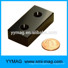 Black epoxy neodymium block magnet with Countersunk hole